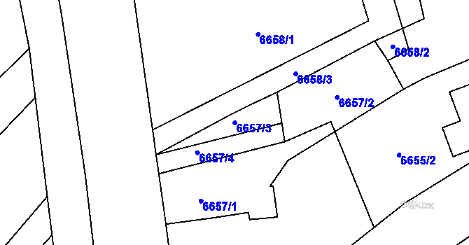 Parcela st. 6657/3 v KÚ Vsetín, Katastrální mapa