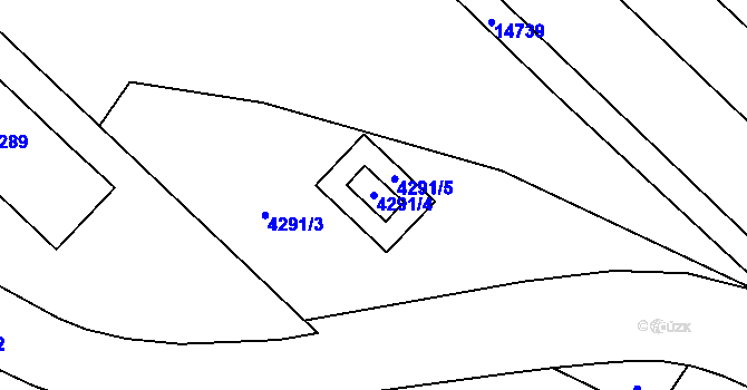 Parcela st. 4291/4 v KÚ Vsetín, Katastrální mapa