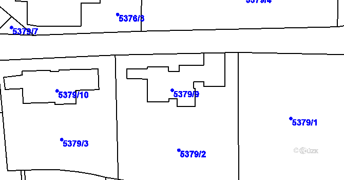 Parcela st. 5379/9 v KÚ Vsetín, Katastrální mapa
