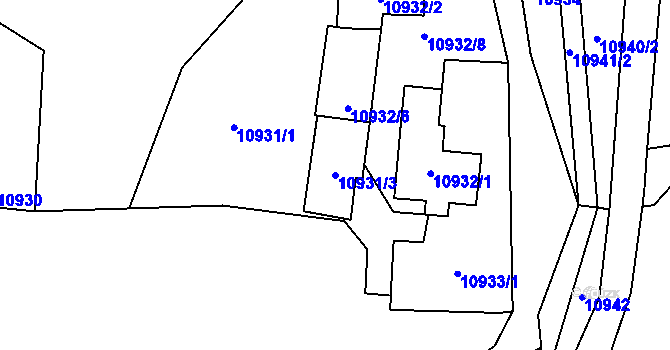 Parcela st. 10931/3 v KÚ Vsetín, Katastrální mapa