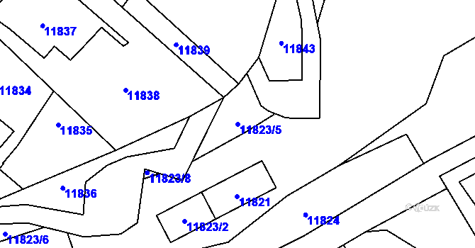 Parcela st. 11823/5 v KÚ Vsetín, Katastrální mapa