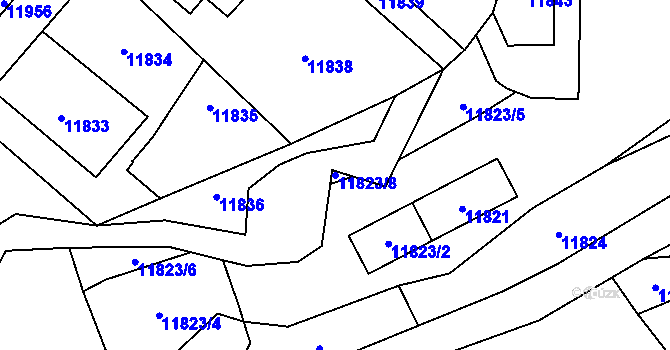 Parcela st. 11823/8 v KÚ Vsetín, Katastrální mapa