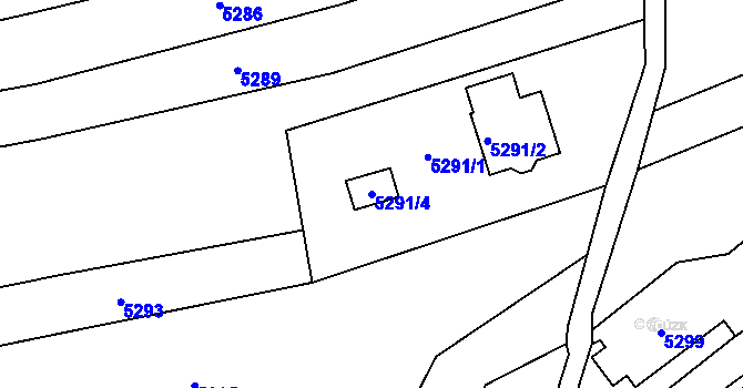 Parcela st. 5291/4 v KÚ Vsetín, Katastrální mapa