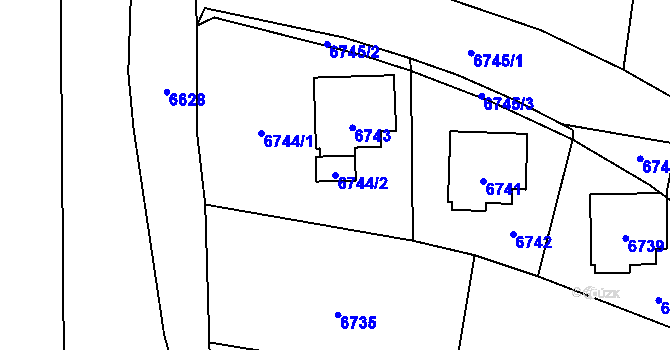 Parcela st. 6744/2 v KÚ Vsetín, Katastrální mapa