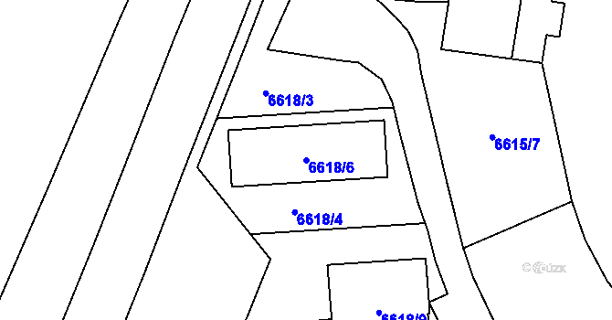 Parcela st. 6618/6 v KÚ Vsetín, Katastrální mapa