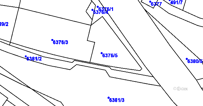 Parcela st. 6376/5 v KÚ Vsetín, Katastrální mapa