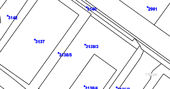 Parcela st. 3138/3 v KÚ Vsetín, Katastrální mapa