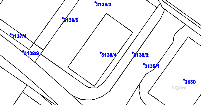 Parcela st. 3138/4 v KÚ Vsetín, Katastrální mapa