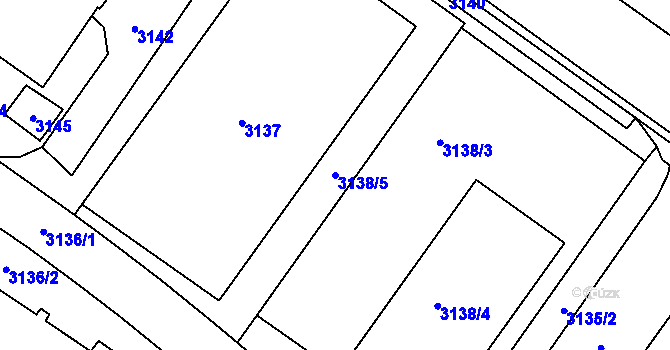 Parcela st. 3138/5 v KÚ Vsetín, Katastrální mapa