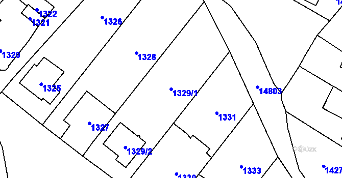 Parcela st. 1329/1 v KÚ Vsetín, Katastrální mapa