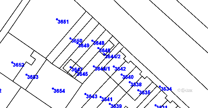 Parcela st. 3644/2 v KÚ Vsetín, Katastrální mapa