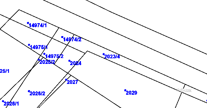 Parcela st. 2023/4 v KÚ Vsetín, Katastrální mapa