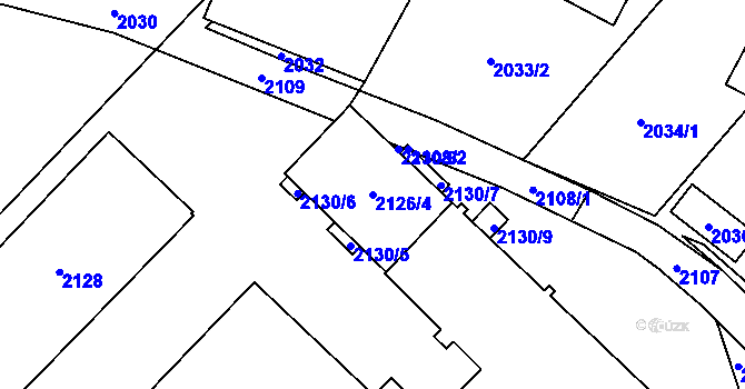 Parcela st. 2126/4 v KÚ Vsetín, Katastrální mapa