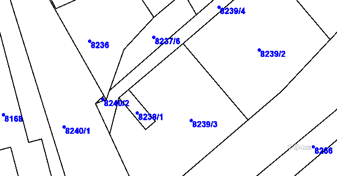 Parcela st. 8238/2 v KÚ Vsetín, Katastrální mapa