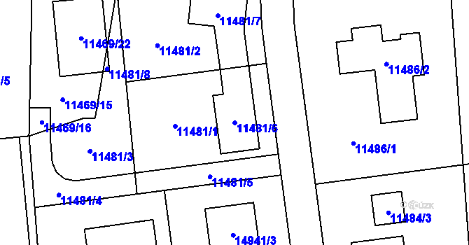 Parcela st. 11481/6 v KÚ Vsetín, Katastrální mapa