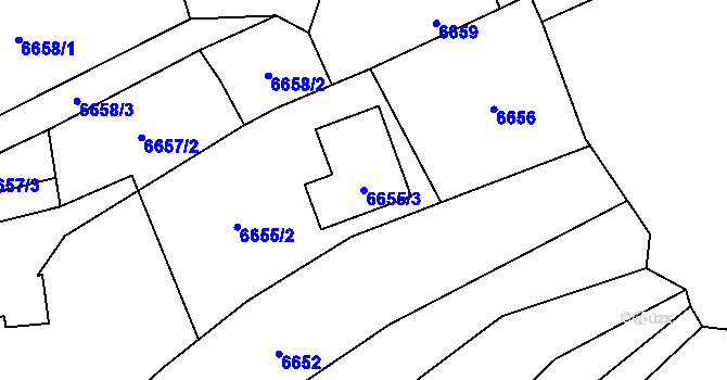 Parcela st. 6655/3 v KÚ Vsetín, Katastrální mapa