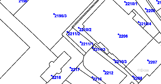 Parcela st. 2211/1 v KÚ Vsetín, Katastrální mapa