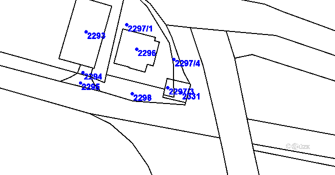 Parcela st. 2297/3 v KÚ Vsetín, Katastrální mapa