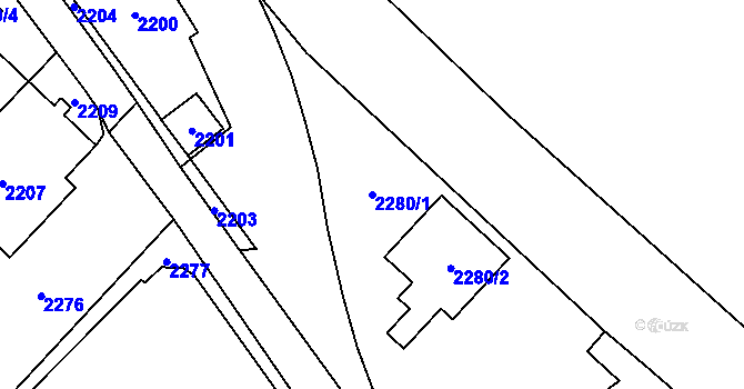 Parcela st. 2280/1 v KÚ Vsetín, Katastrální mapa
