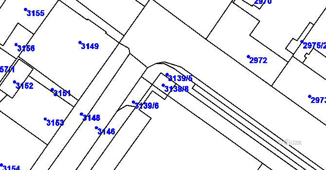 Parcela st. 3138/8 v KÚ Vsetín, Katastrální mapa