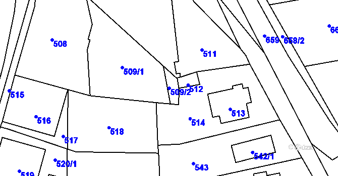 Parcela st. 509/2 v KÚ Vsetín, Katastrální mapa