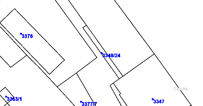 Parcela st. 3348/24 v KÚ Vsetín, Katastrální mapa