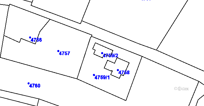 Parcela st. 4759/2 v KÚ Vsetín, Katastrální mapa