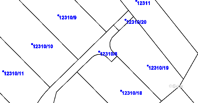 Parcela st. 12310/8 v KÚ Vsetín, Katastrální mapa