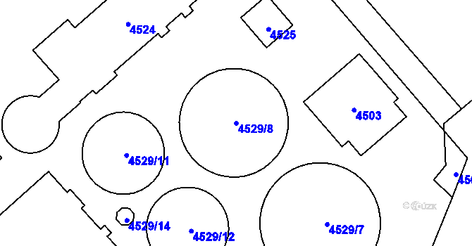 Parcela st. 4529/8 v KÚ Vsetín, Katastrální mapa