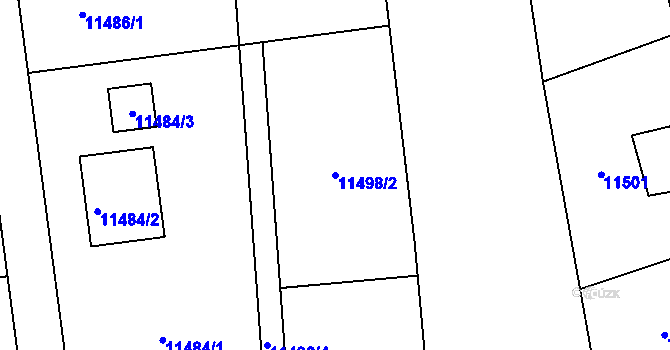 Parcela st. 11498/2 v KÚ Vsetín, Katastrální mapa