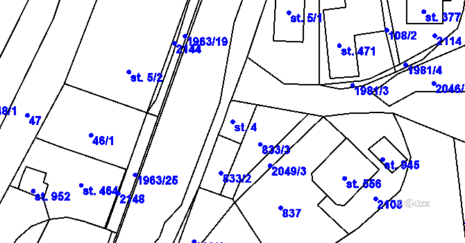 Parcela st. 4 v KÚ Rokytnice u Vsetína, Katastrální mapa