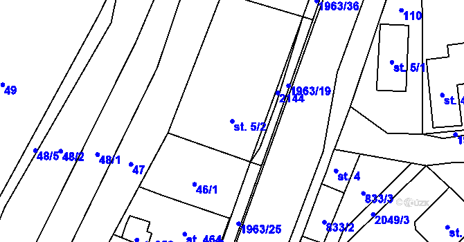 Parcela st. 5/2 v KÚ Rokytnice u Vsetína, Katastrální mapa