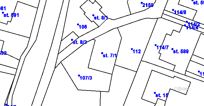 Parcela st. 7/1 v KÚ Rokytnice u Vsetína, Katastrální mapa