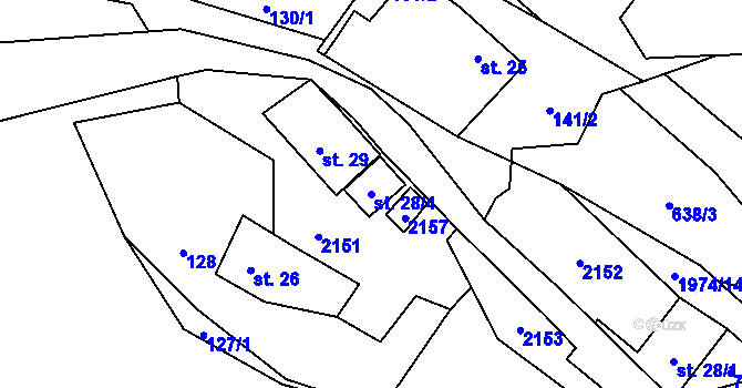 Parcela st. 28/4 v KÚ Rokytnice u Vsetína, Katastrální mapa