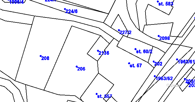 Parcela st. 56/1 v KÚ Rokytnice u Vsetína, Katastrální mapa