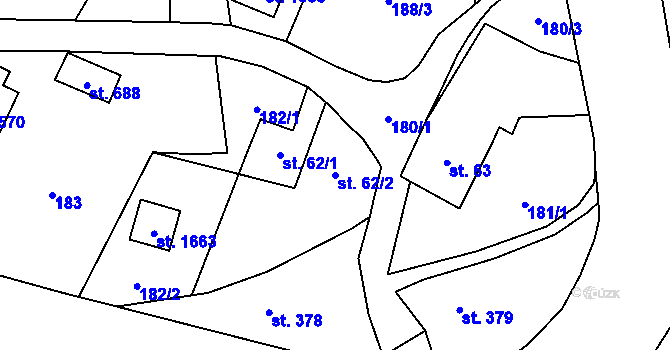 Parcela st. 62/2 v KÚ Rokytnice u Vsetína, Katastrální mapa