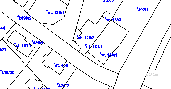 Parcela st. 131/1 v KÚ Rokytnice u Vsetína, Katastrální mapa