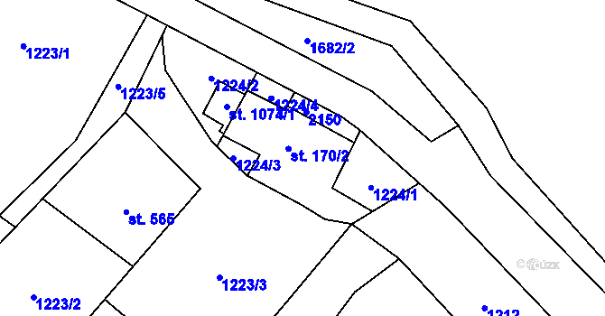 Parcela st. 170/2 v KÚ Rokytnice u Vsetína, Katastrální mapa