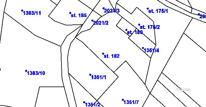 Parcela st. 182 v KÚ Rokytnice u Vsetína, Katastrální mapa