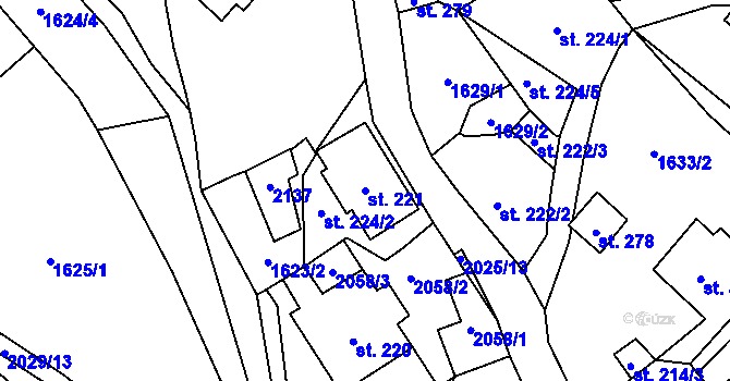 Parcela st. 221 v KÚ Rokytnice u Vsetína, Katastrální mapa