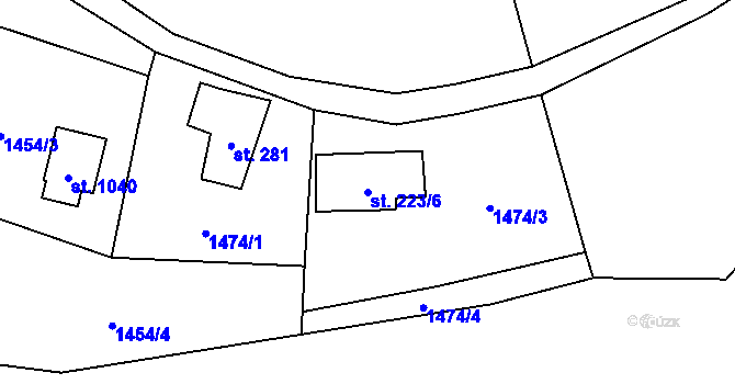 Parcela st. 223/6 v KÚ Rokytnice u Vsetína, Katastrální mapa