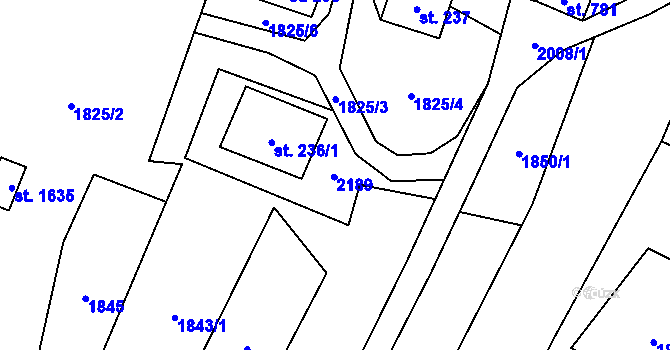 Parcela st. 236/2 v KÚ Rokytnice u Vsetína, Katastrální mapa