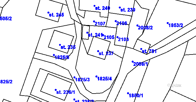 Parcela st. 237 v KÚ Rokytnice u Vsetína, Katastrální mapa
