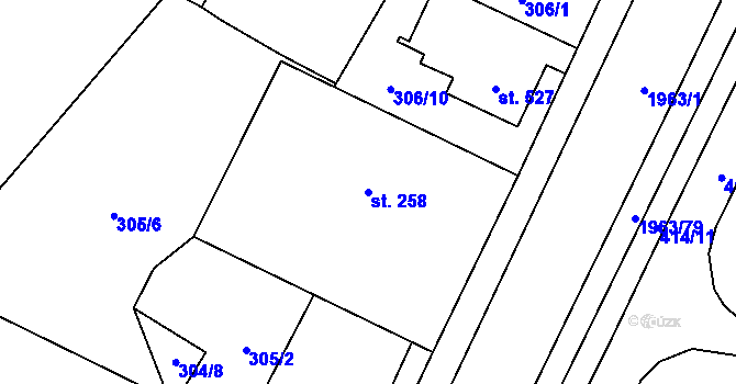 Parcela st. 258 v KÚ Rokytnice u Vsetína, Katastrální mapa