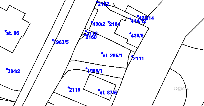 Parcela st. 295/1 v KÚ Rokytnice u Vsetína, Katastrální mapa