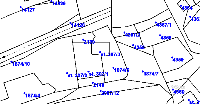 Parcela st. 307/3 v KÚ Rokytnice u Vsetína, Katastrální mapa
