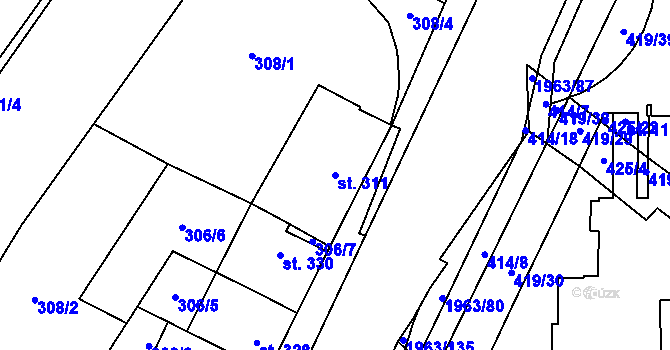 Parcela st. 311 v KÚ Rokytnice u Vsetína, Katastrální mapa