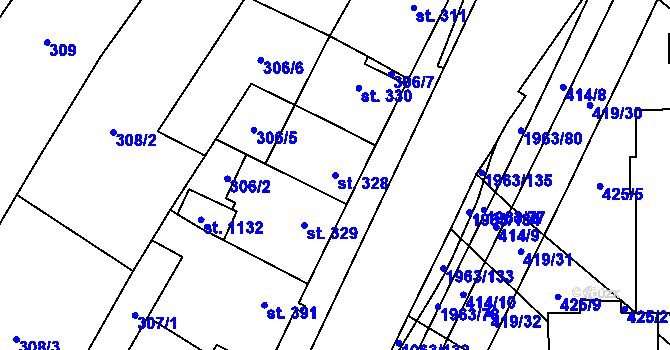 Parcela st. 328 v KÚ Rokytnice u Vsetína, Katastrální mapa