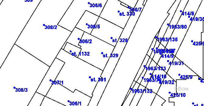 Parcela st. 329 v KÚ Rokytnice u Vsetína, Katastrální mapa