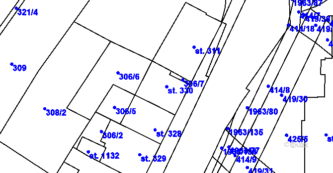 Parcela st. 330 v KÚ Rokytnice u Vsetína, Katastrální mapa